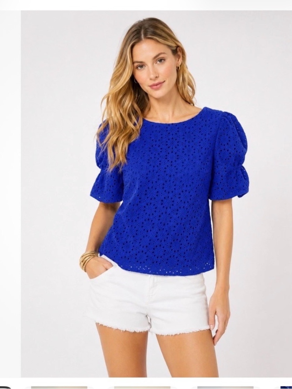 Lilly Pulitzer Shaila Eyelet Lace Puff Sleeve Top